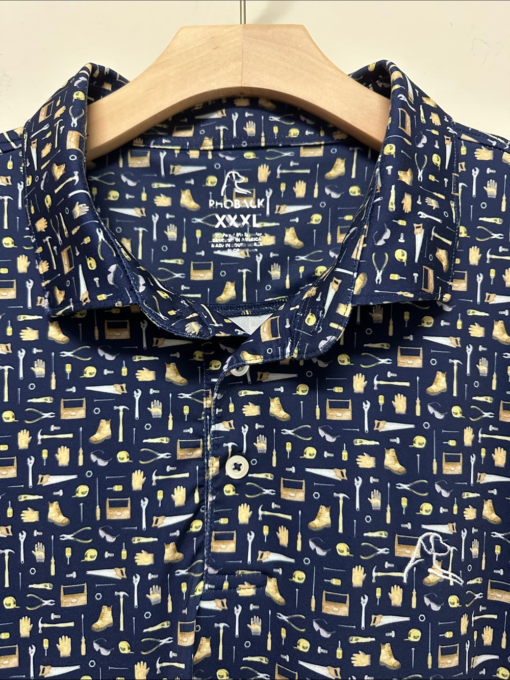 Rhoback The Handyman Navy Tool Design Polo Golf Shirt  size XXXL